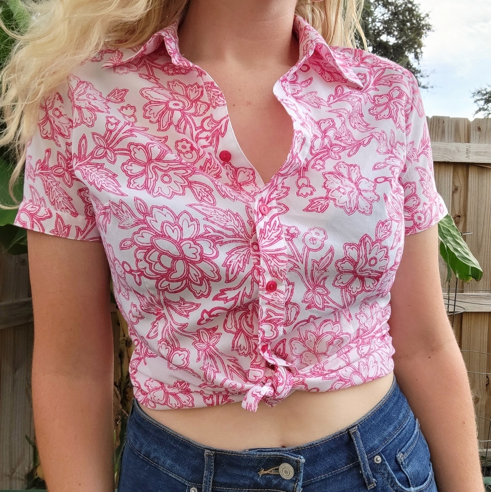 Vintage 90s Floral Blouse